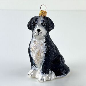 Christmas Border Collie Dog Hand Blown Glass Ornament